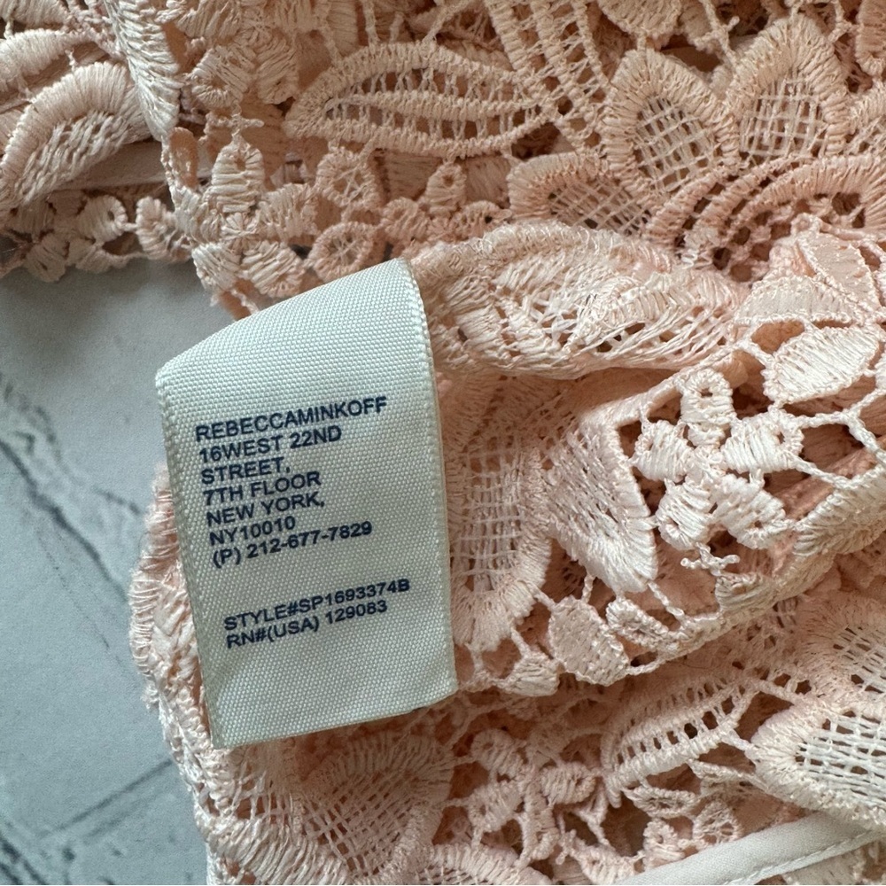 ✅ Rebecca Minkoff lace floral sheer zip up blouse top size L - Picture 7 of 12